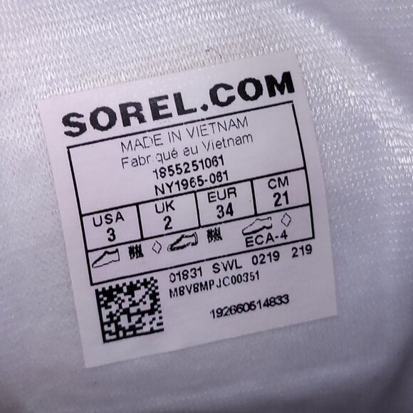 Sorel Flurry Youth Winter Snow Boots Gray Pink Black NY1965-061 Size 3 - Picture 16 of 16